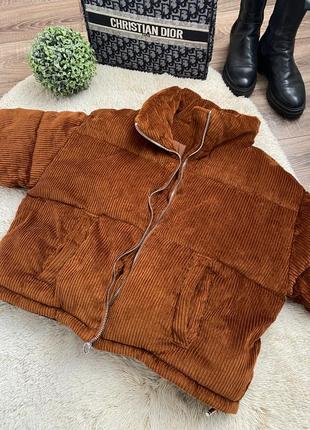 Вельветова зимова куртка пуфер