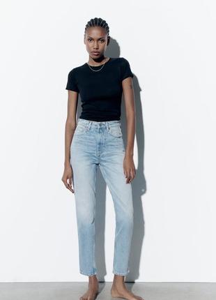 Джинси zara mom comfort висока посадка голубі