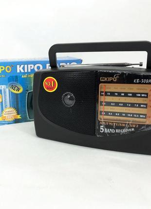Радіоприймач kipo kb-308ac - потужний 5-ти хвильовий фм радіоприймач fm діапазону, приймач фм радіо