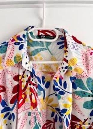 Zara  поплин рубашка с цветочным  узором в стиле ретро6 фото
