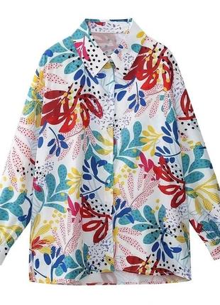 Zara  поплин рубашка с цветочным  узором в стиле ретро4 фото