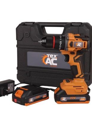 Шурупокрут акумуляторний безщітковий тех-ас taoe-сd37 20в 2ач -2шт+зарядка,36міс
