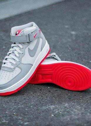 Nike air force 1 mid ´07 platinum/ wolf grey-bright crimson 6