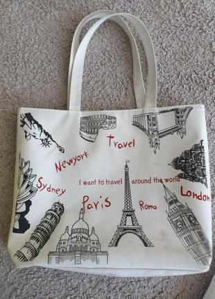 Сумка тряпчаная с парижем