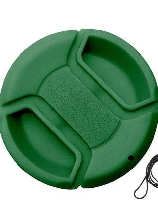 Крышка универсальная передняя на объектив 58 мм - зеленого цвета - с внутренним зацепом и шнурком