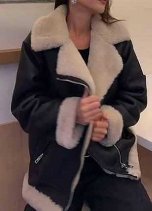 Дублянка авіатор зі штучним хутром. дублёнка дубльонка на меху