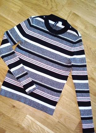 Свитер кофта в рубчик укороченная h&m