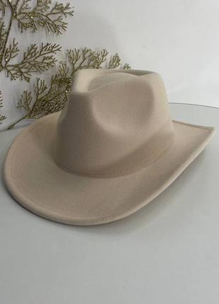 Шляпа федора ковбойка унисекс с устойчивыми полями молочный дефект