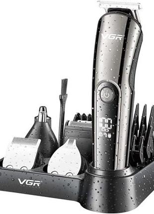 Бездротова машинка-триммер для стрижки волосся, бороди, вусів, носа та вух vgr v-107 professional 11in1 чорний6 фото
