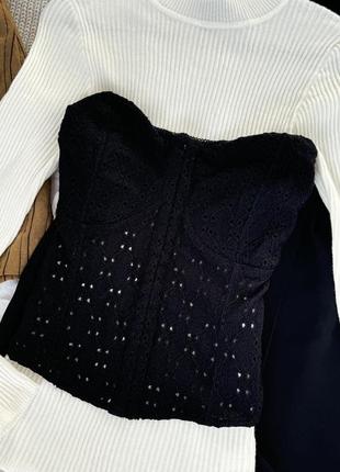 Черный корсетный топ h&m
