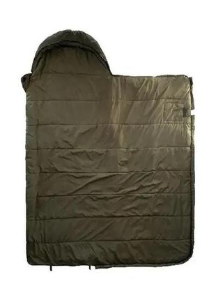 Зимний спальный мешок одеяло с капюшоном на флисе 2,1*0,75 см 400г/м.кв