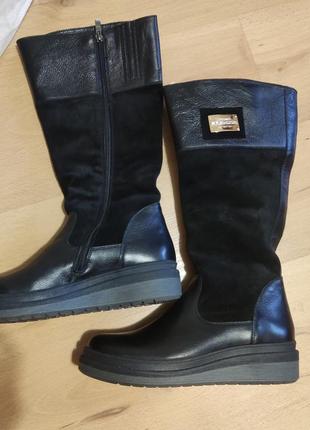 Кожаные сапоги зима 39.5-40