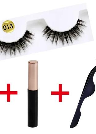 Набор накладные магнитные ресницы+подводка+пинцет magnetic lashes 5 магнитов2 фото