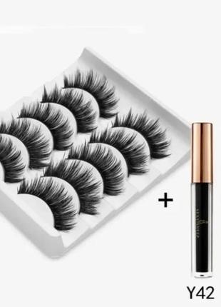 Набор накладные магнитные ресницы+подводка+пинцет magnetic lashes 5 магнитов4 фото