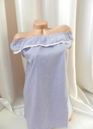 Пляжна блуза бавовна в клітинку відкриті плечі