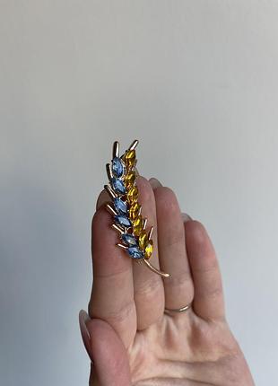 Металева патріотична брошка колосок