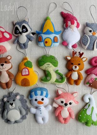 ′сказочный лес (2)′(набор ёлочных игрушек из фетра) 14 шт.