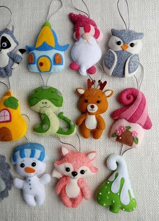 ′сказочный лес (2)′(набор ёлочных игрушек из фетра) 14 шт.