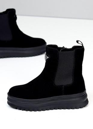 Черевики жіночі чорні замшеві