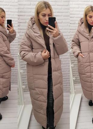 Мега стильний і крутий пуховик довжина максі, дуже теплий, розміра від 42 до 60!!!! багато кольорів