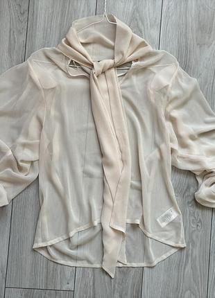 Прозора блуза бежева