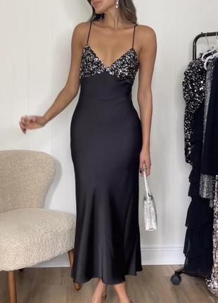 Zara сукня чорна комбінація, м