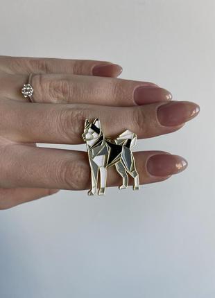 Пин значок металлический брошь хаски пес собака