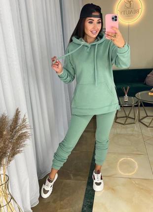 Жіночий теплий спортивний костюм чорний сірий бежевий коричневий рожевий