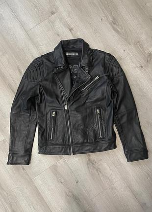 Вінтажна шкіряна косуха freaky nation байкерская кожанка дубленка