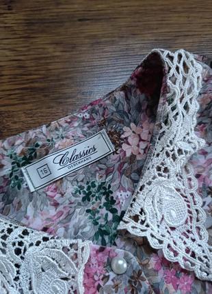 Classic вінтажна блуза, рубашка ретро стиль з комірцем