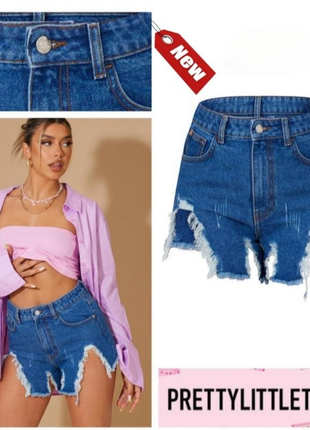Pretty little thing женские джинсовые шорты с рваными краями