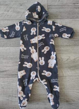 Боди человечек 62 см 1-3 месяца теплый на осень зиму на мальчика новый