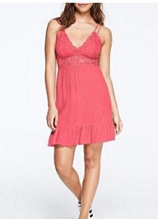Кружевна мереживна сукня victoria secret pink платье кружевное розовое
