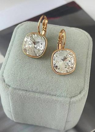 Серьги медсплав + кофемешок сваровски