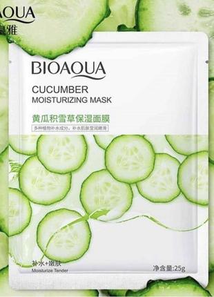 Тканинна маска для обличчя bioaqua cucumber moisturizing mask 50ml з екстрактом огірка 25 г