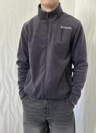 Теплая серая флисовая кофта на молнии мужская columbia s m xl