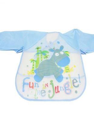 Слюнявчик з рукавами "ослик", блакитний