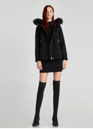 Стильное короткое демисезонное полу пальто zara