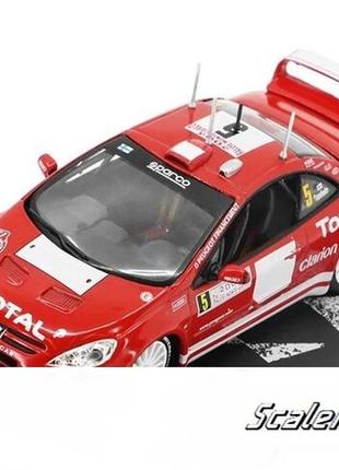 Масштабная модель peugeot 307 wrc No5 rallye monte-carlo (2004). altaya-ixo. масштаб 1:43