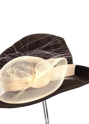 Шляпа фетровая e.werle, paris, коричневая с бантом