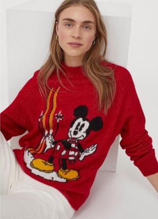 Джемпер h&m с рождественским новогодним принтом disney мирер