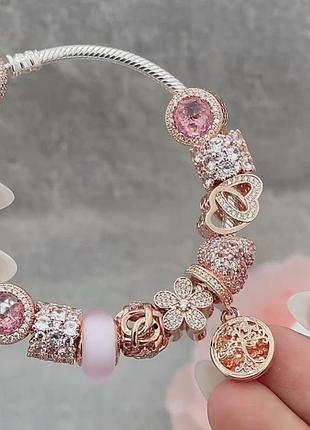 Серебряный браслет с застежкой rose