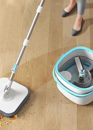 Комплект швабра с ведром для мытья полов mop with bucket k10, с отжимом / складная швабра3 фото