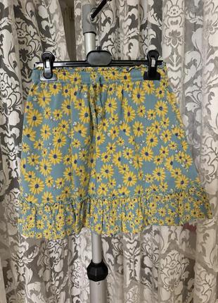 Юбка в цветочек fat face 9/10 лет