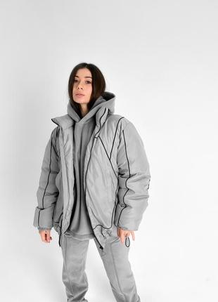 🔥 топова куртка на зиму з капюшоном "reflective line"