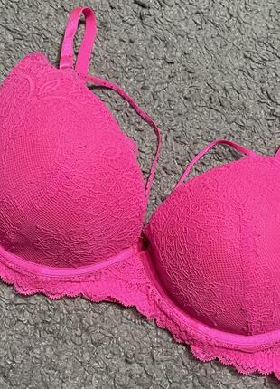 Оригінал.фірмовий,неоновий,мереживний бюстгальтер пуш ап з портупеєю censored