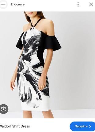 Платье миди coast waldorf shift dress - black/white вечернее выпускное 44-46, 10 размер, s-m