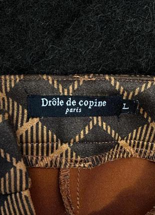 Drôle de copine paris французкие коричневые брюки в клетку премиум ромбы высокая посадка8 фото