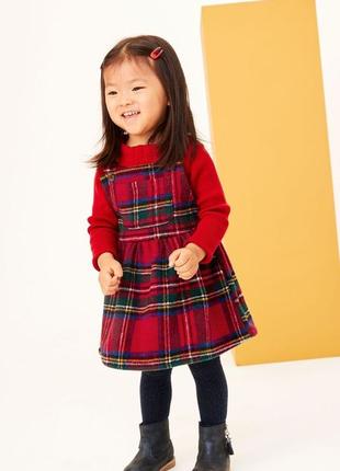 Новогодний теплый сарафан в клетку на девочку