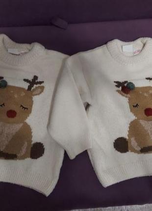 Новорічні светрики новорічний светер свитер з олемями з оленятком для двійні близнят близнецов двойни